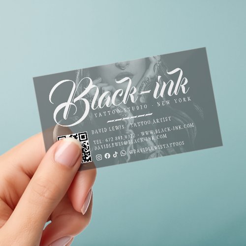 Tattoo Artist Logo Transparent Photo White Script Clear Business Cards