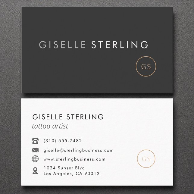 Tattoo Artist Minimalist Luxury Black Business Card (Creator Uploaded)
