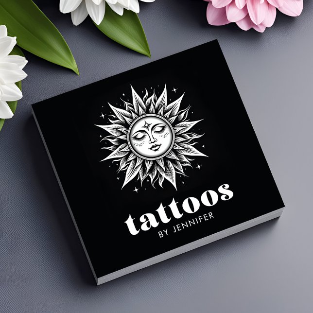 Tattoo Artist Modern Black & White QR Code Square Business Card (Creator Uploaded)