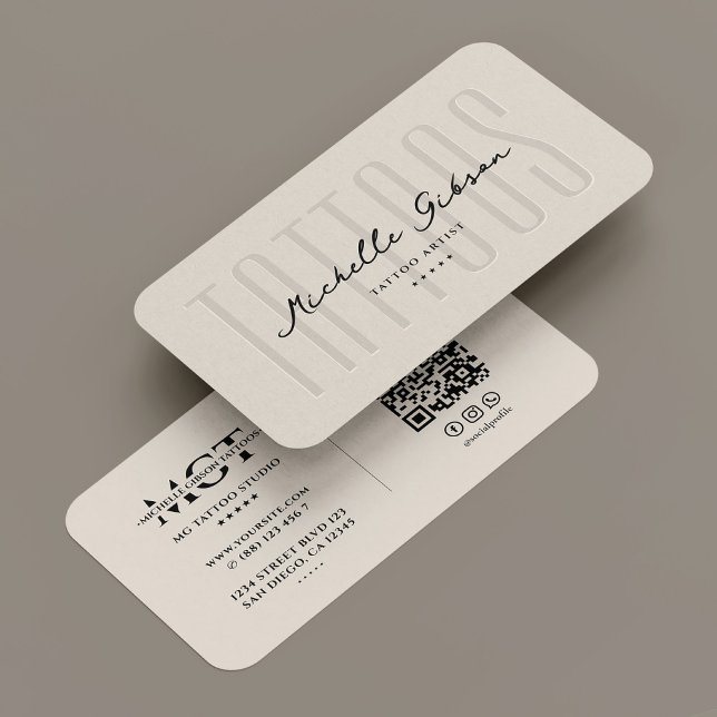 Tattoo Artist Monogram Modern Tattooist Sand Business Card (Tattoo Artist Monogram Modern Tattooist Sand Business Card
)