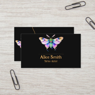 Tattoo Artist, Moth, Pastel, Business Card