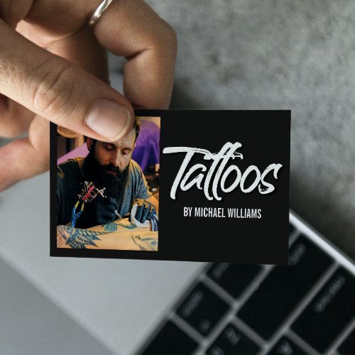 Tattoo Artist Photo Typography  Business Card