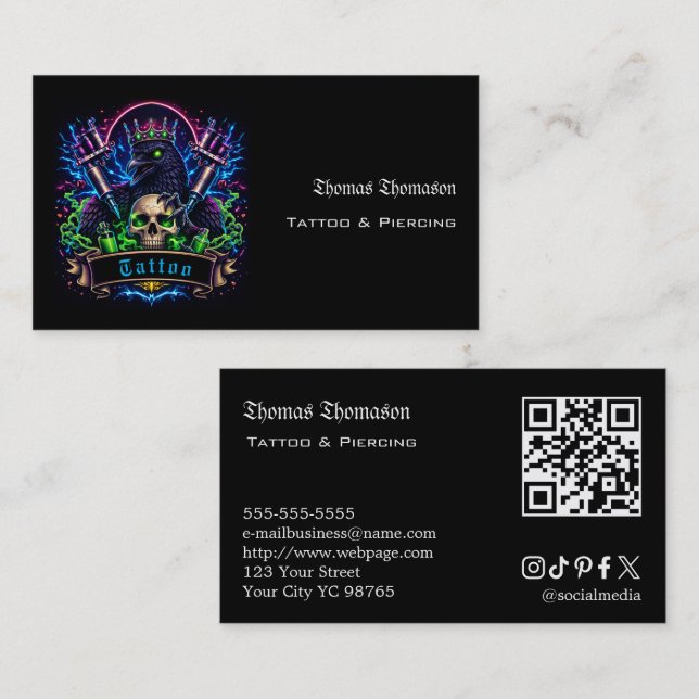 Tattoo artist QR code  Business Card (Front/Back)
