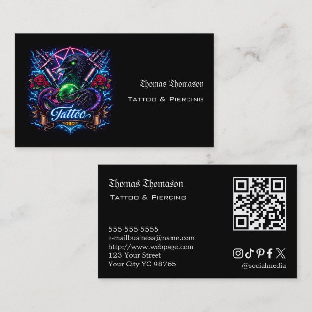 Tattoo artist QR code  Business Card (Front/Back)