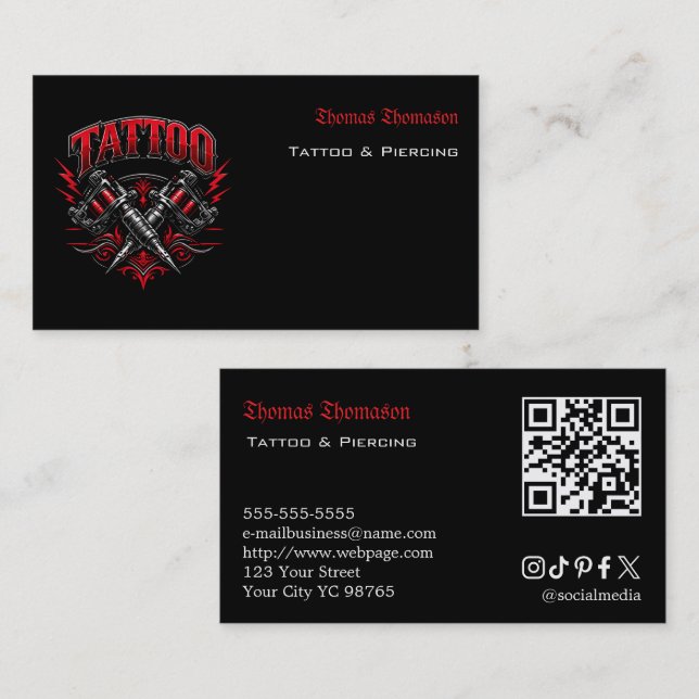 Tattoo artist QR code  Business Card (Front/Back)