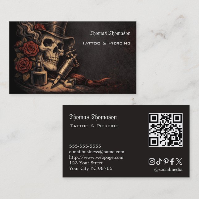 Tattoo artist QR code  Business Card (Front/Back)