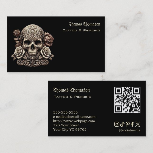 Tattoo artist QR code  Business Card (Front/Back)