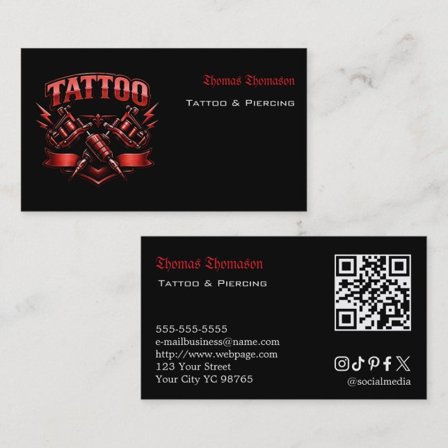 Tattoo artist QR code  Business Card (Front/Back)