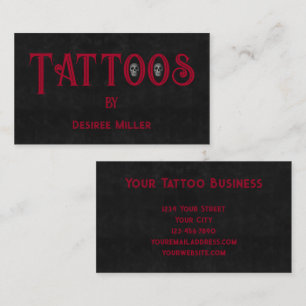 Tattoo Artist Red Black Cool Skull Business Card