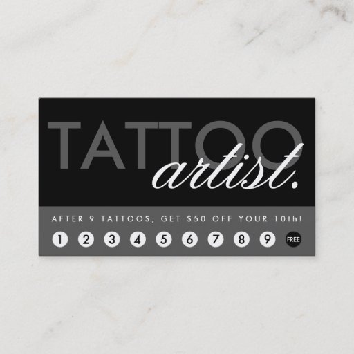 Customizable tattoo artist rewards program business card
