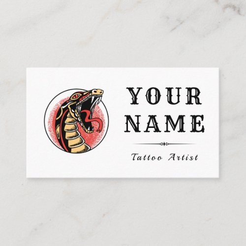 Tattoo Artist Salon Ancient Snake Modern Trendy Business Card