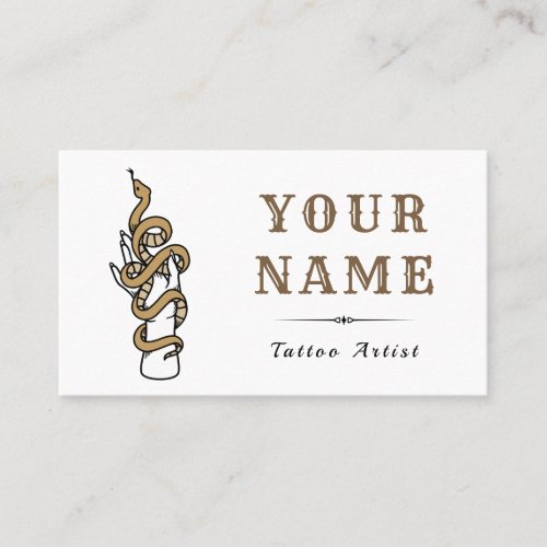 Tattoo Artist Salon Brown Snake Modern Trendy  Business Card