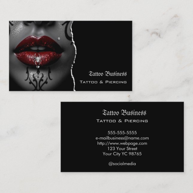 Tattoo artist salon  QR code Business Card (Front/Back)
