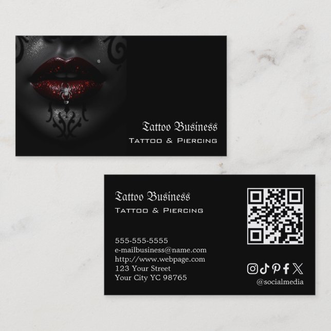 Tattoo artist salon  QR code Business Card (Front/Back)