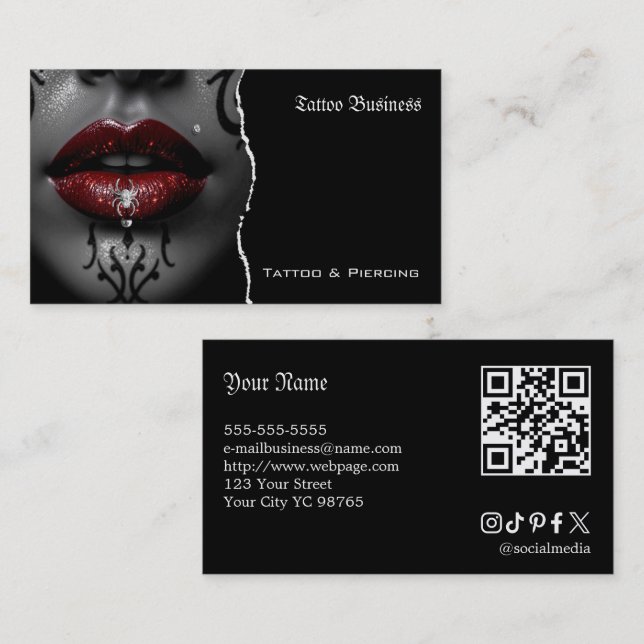 Tattoo artist salon  QR code Business Card (Front/Back)