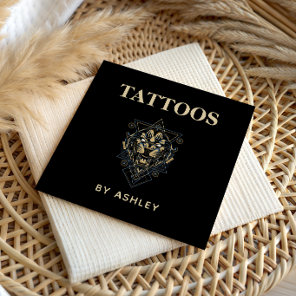 Tattoo Artist Salon Tiger Wild Animal Geometric    Square Business Card