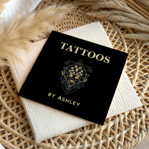 Tattoo Artist Salon Tiger Wild Animal Geometric    Square Business Card