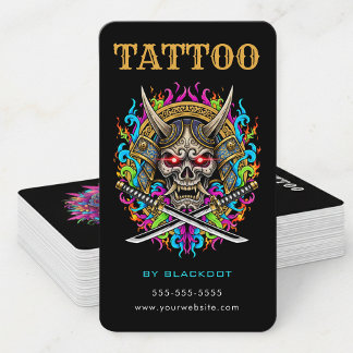 Tattoo Artist Samurai Skull Tattoo Studio QR Code Business Card