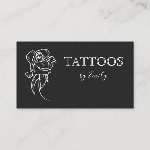 Tattoo Artist Shop Black  White Flower Feminine  Business Card