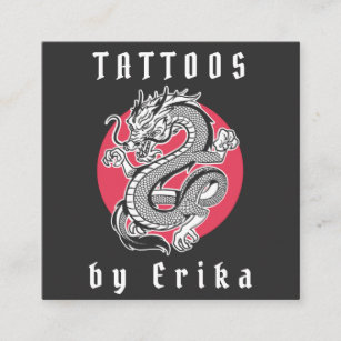 Tattoo Artist Shop Salon Dragon Add Social Media Square Business Card
