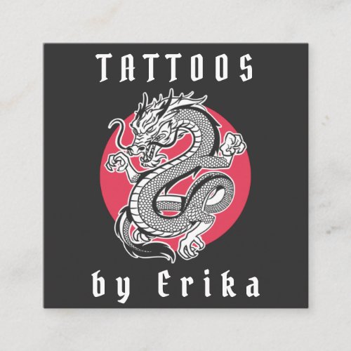 Tattoo Artist Shop Salon Dragon Add Social Media Square Business Card