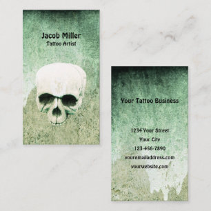 Tattoo Artist Skull Green Gothic Business Card