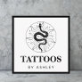 Tattoo Artist Snake Illustration Cosmic Mystical Square Business Card
