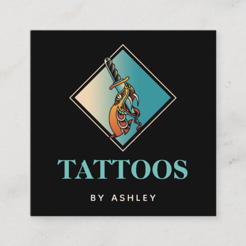 Tattoo Artist Snake Illustration Mystic Artistic Square Business Card