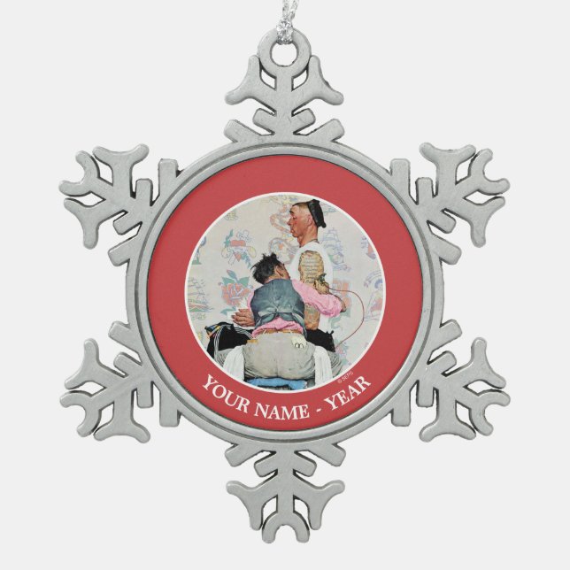 Tattoo Artist Snowflake Pewter Christmas Ornament (Front)