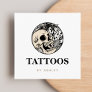 Tattoo Artist Social Media Skull & Plants Modern  Square Business Card