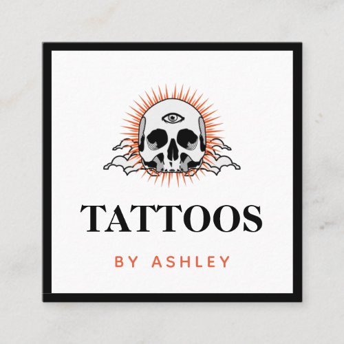 Tattoo Artist Social Media Skull Sunrise Sunset  Square Business Card