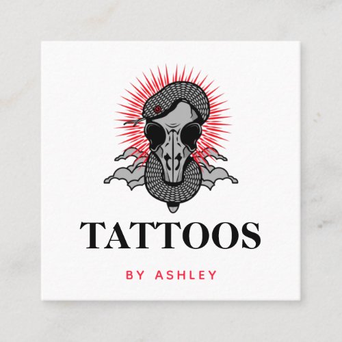 Tattoo Artist Social Media Snake Graphics Modern  Square Business Card