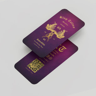 Tattoo Artist Studio Purple Gold Monogram Modern Business Card