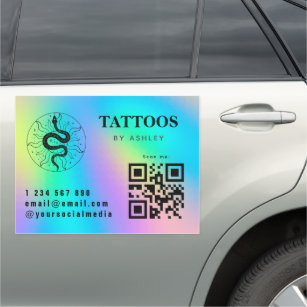 Tattoo Artist Studio Salon Snake Logo & QR Code Ca Car Magnet