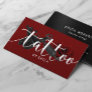 Tattoo Artist Tattoo Gun & Rose Typography Red Business Card