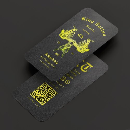 Tattoo Artist Tattooist Monogram Black Yellow Business Card