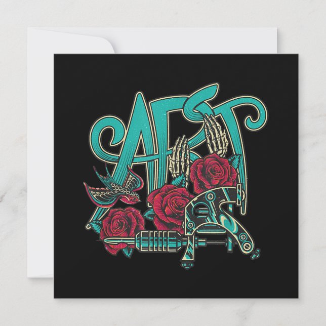 Tattoo Artist Tattoos Are Art Color Graphic Holiday Card (Front)