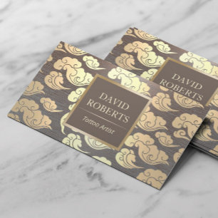 Tattoo Artist Vintage Gold Oriental Metallic Business Card