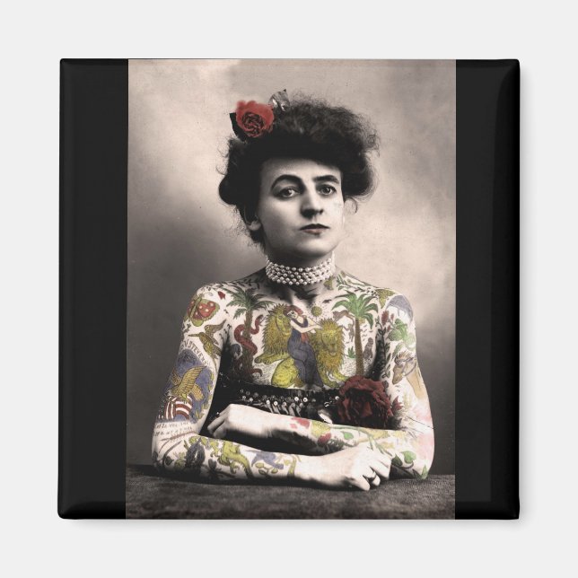Tattoo Artist Woman Vintage Photograph Magnet (Front)