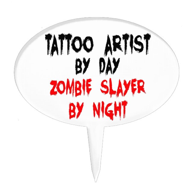 Tattoo Artist Zombie Slayer Cake Topper (Front)