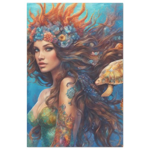 Tattoo Beautiful Mediterranean Mermaid  Tissue Paper