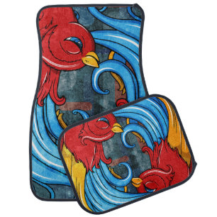 Tattoo Birds Car Floor Mat