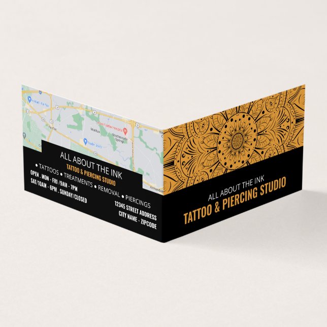 Tattoo & Body Piercing Studio, Appointment Business Card (Outside)