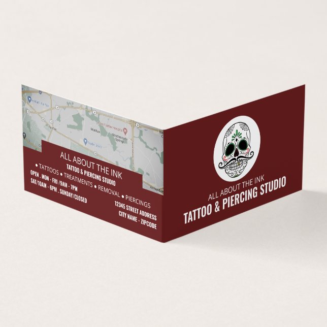 Tattoo & Body Piercing Studio, Appointment Business Card (Outside)
