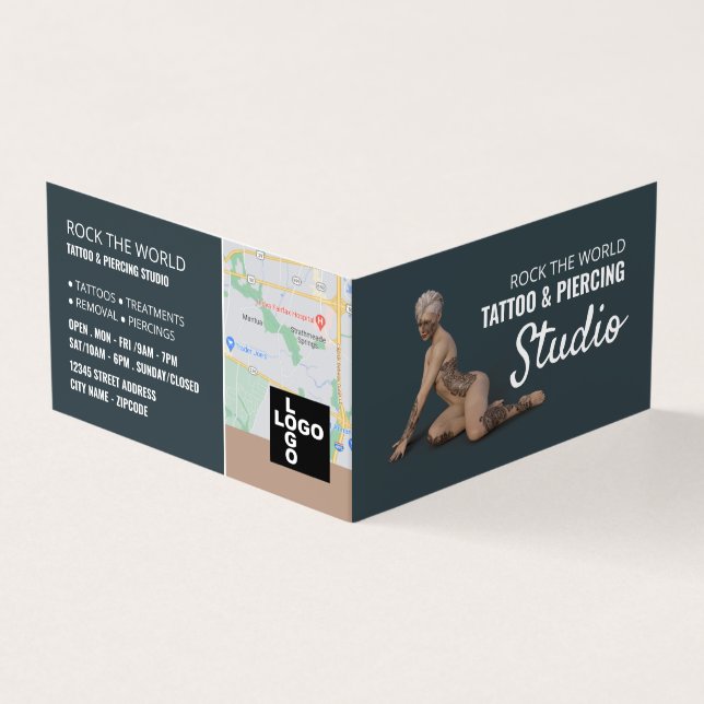 Tattoo & Body Piercing Studio, Appointment Business Card (Outside)