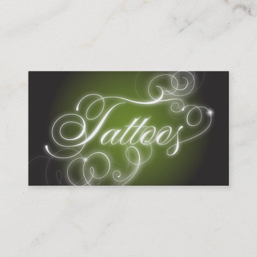 Customizable Tattoo Business Card Elegant Flourish Glow