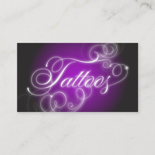 Customizable Tattoo Business Card Elegant Flourish Glow