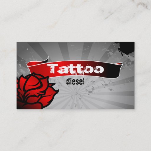 Customizable Tattoo Business Card Red Rose Gray