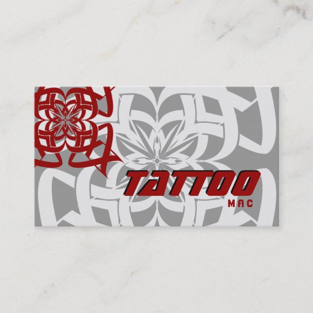 Tattoo Business Card Tribal Red Gray (Front)