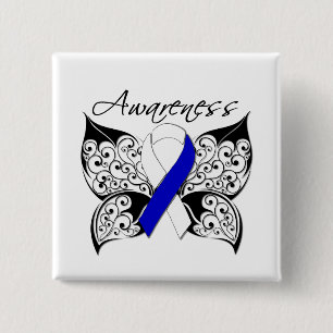 Tattoo Butterfly Awareness - ALS Disease Button